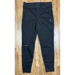 Spanx Vintage Distressed Skinny Ankle Jeans Black Slimming Women's Sz XL 32x28